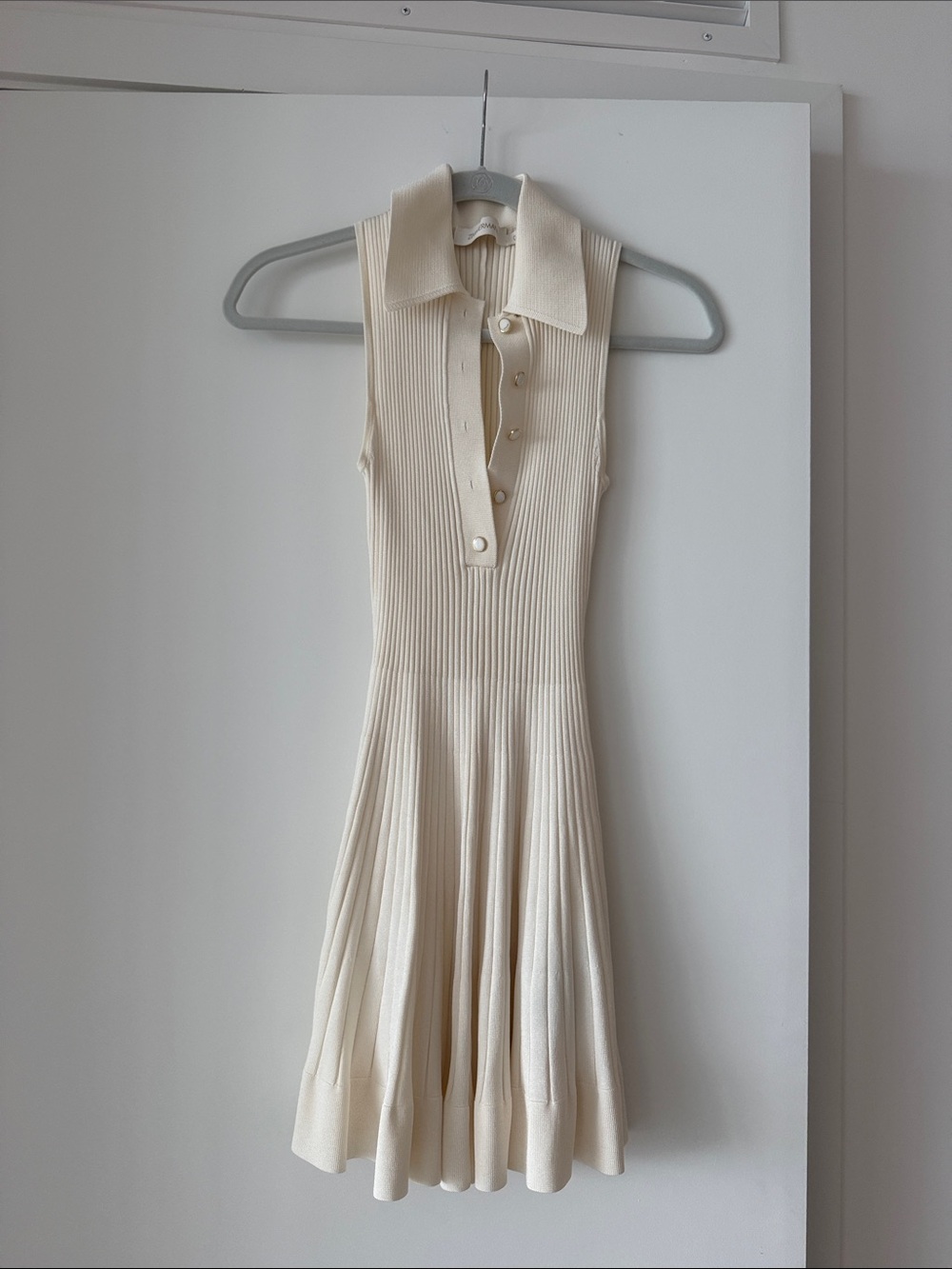 Zimmermann Sleeveless Ribbed Polo Dress in Cream - Picture 2 of 3